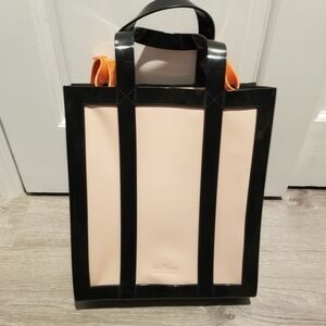 Rare MELISSA Tote Bag Pink Black PVC Utilitarian Chic Lrg Interior Compartment